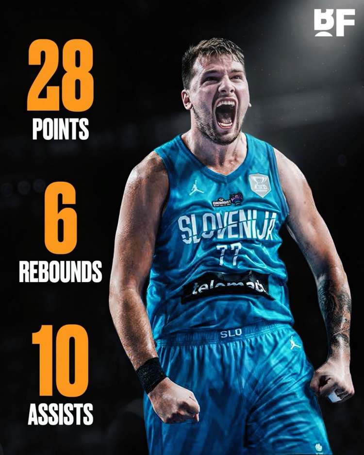 热身赛斯洛文尼亚力克英国终结四连败，东契奇全能贡献28分10助攻